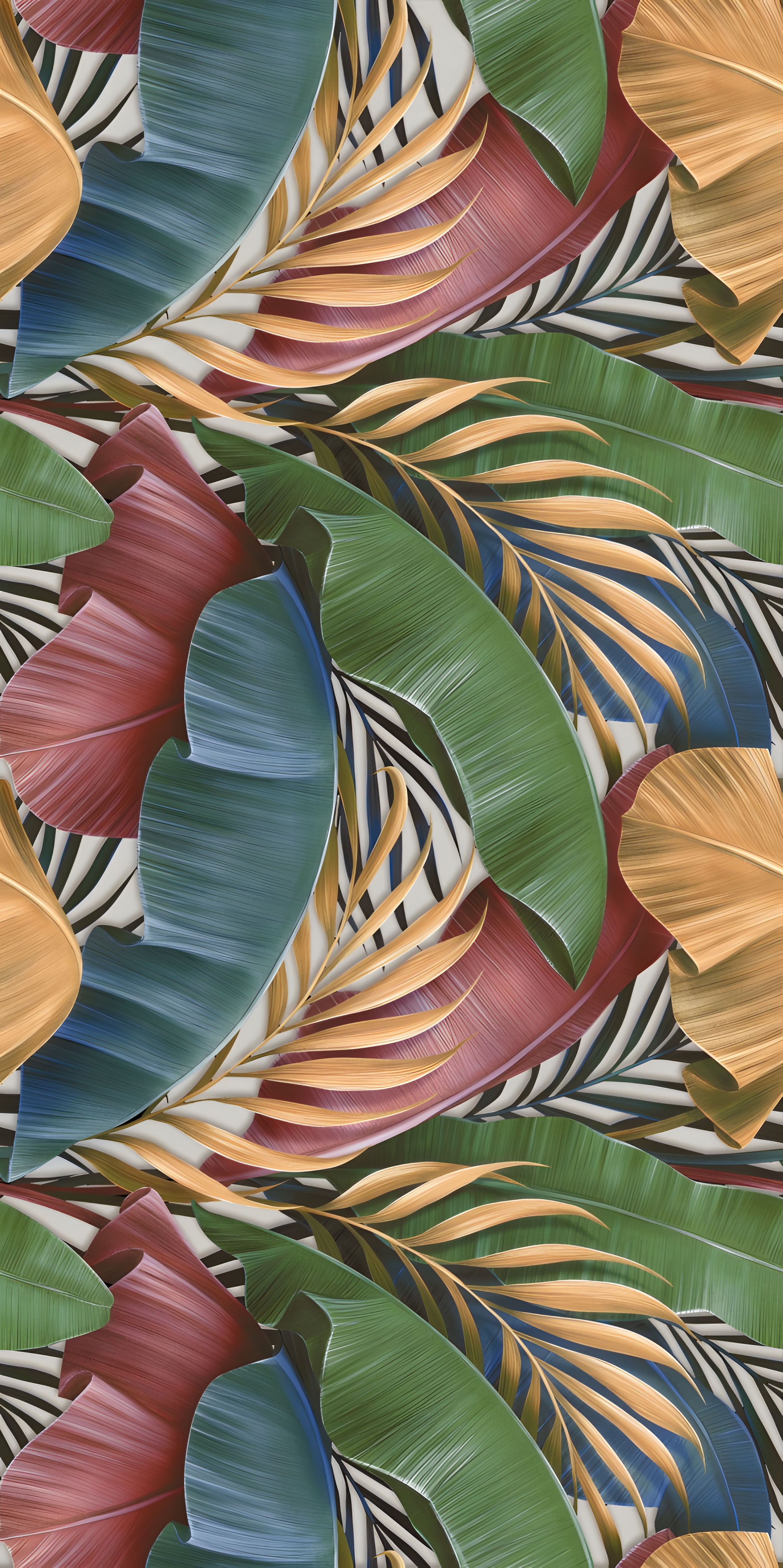 Tropical Wall Tile TL 06306 G Florelle Tropical Verdant 4 ft x 2 ft Vitrified Lustera Effect Feather Feel Matte Finish - 9 mm | Suitable for Bathroom, Accent/Feature Wall, Basin Area