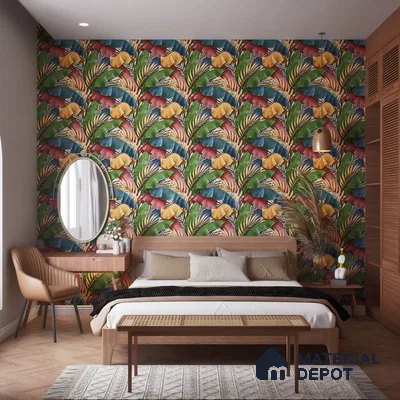 Tropical Wall Tile TL 06306 G Florelle Tropical Verdant 4 ft x 2 ft Vitrified Lustera Effect Feather Feel Matte Finish - 9 mm | Suitable for Bathroom, Accent/Feature Wall, Basin Area