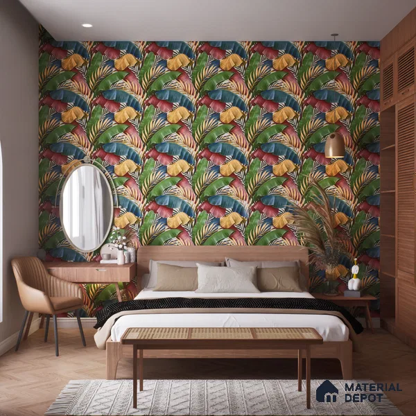 Tropical Wall Tile TL 06306 G Florelle Tropical Verdant 4 ft x 2 ft Vitrified Lustera Effect Feather Feel Matte Finish - 9 mm | Suitable for Bathroom, Accent/Feature Wall, Basin Area
