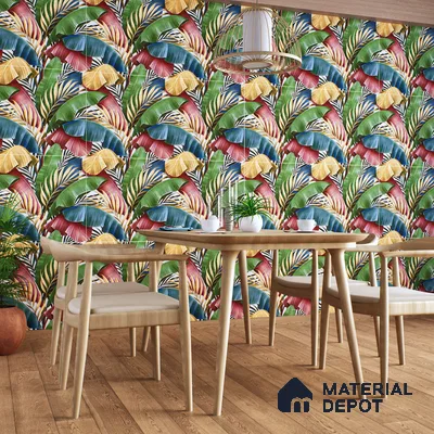 Tropical Wall Tile TL 06306 G Florelle Tropical Verdant 4 ft x 2 ft Vitrified Lustera Effect Feather Feel Matte Finish - 9 mm | Suitable for Bathroom, Accent/Feature Wall, Basin Area