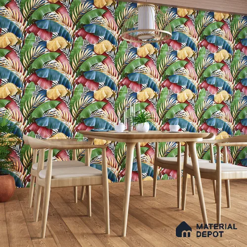 Tropical Wall Tile TL 06306 G Florelle Tropical Verdant 4 ft x 2 ft Vitrified Lustera Effect Feather Feel Matte Finish - 9 mm | Suitable for Bathroom, Accent/Feature Wall, Basin Area