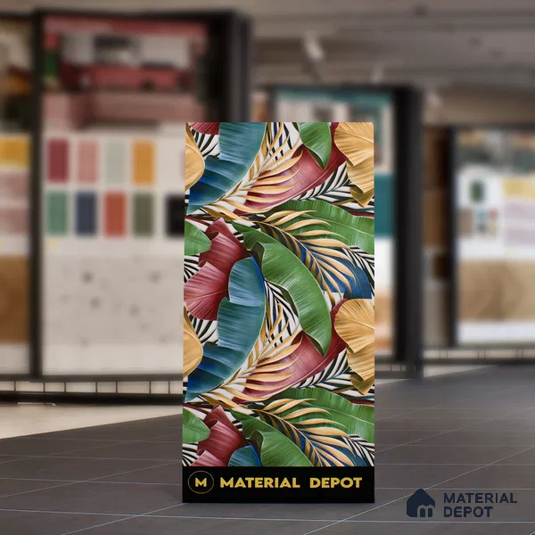 Tropical Wall Tile TL 06306 G Florelle Tropical Verdant 4 ft x 2 ft Vitrified Lustera Effect Feather Feel Matte Finish - 9 mm | Suitable for Bathroom, Accent/Feature Wall, Basin Area
