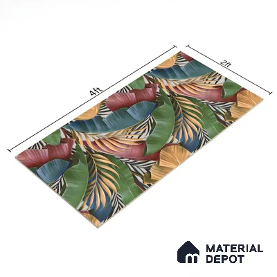 Tropical Wall Tile TL 06306 G Florelle Tropical Verdant 4 ft x 2 ft Vitrified Lustera Effect Feather Feel Matte Finish - 9 mm | Suitable for Bathroom, Accent/Feature Wall, Basin Area
