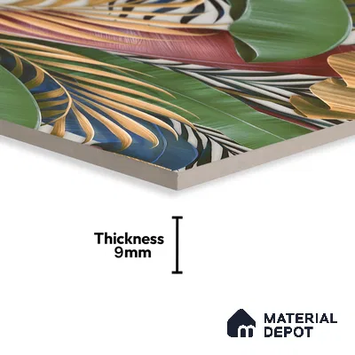 Tropical Wall Tile TL 06306 G Florelle Tropical Verdant 4 ft x 2 ft Vitrified Lustera Effect Feather Feel Matte Finish - 9 mm | Suitable for Bathroom, Accent/Feature Wall, Basin Area