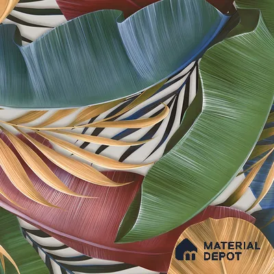 Tropical Wall Tile TL 06306 G Florelle Tropical Verdant 4 ft x 2 ft Vitrified Lustera Effect Feather Feel Matte Finish - 9 mm | Suitable for Bathroom, Accent/Feature Wall, Basin Area