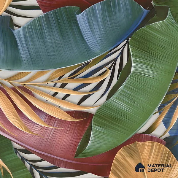 Tropical Wall Tile TL 06306 G Florelle Tropical Verdant 4 ft x 2 ft Vitrified Lustera Effect Feather Feel Matte Finish - 9 mm | Suitable for Bathroom, Accent/Feature Wall, Basin Area