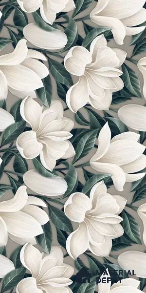 Floral Wall Tile TL 06306 H Florelle Bloom Magnolia 4 ft x 2 ft Vitrified Lustera Effect Feather Feel Matte Finish - 9 mm | Suitable for Living Room, Bedroom & Bathroom