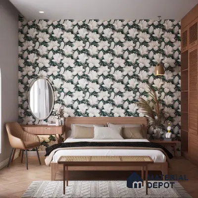 Floral Wall Tile TL 06306 H Florelle Bloom Magnolia 4 ft x 2 ft Vitrified Lustera Effect Feather Feel Matte Finish - 9 mm | Suitable for Living Room, Bedroom & Bathroom