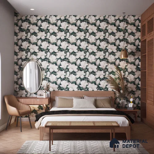 Floral Wall Tile TL 06306 H Florelle Bloom Magnolia 4 ft x 2 ft Vitrified Lustera Effect Feather Feel Matte Finish - 9 mm | Suitable for Bathroom, Accent/Feature Wall, Dining Area
