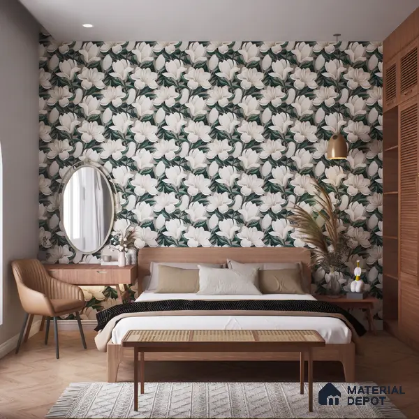 Floral Wall Tile TL 06306 H Florelle Bloom Magnolia 4 ft x 2 ft Vitrified Lustera Effect Feather Feel Matte Finish - 9 mm | Suitable for Living Room, Bedroom & Bathroom