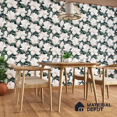 Floral Wall Tile TL 06306 H Florelle Bloom Magnolia 4 ft x 2 ft Vitrified Lustera Effect Feather Feel Matte Finish - 9 mm | Suitable for Living Room, Bedroom & Bathroom