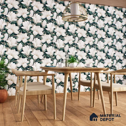 Floral Wall Tile TL 06306 H Florelle Bloom Magnolia 4 ft x 2 ft Vitrified Lustera Effect Feather Feel Matte Finish - 9 mm | Suitable for Bathroom, Accent/Feature Wall, Dining Area