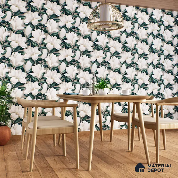 Floral Wall Tile TL 06306 H Florelle Bloom Magnolia 4 ft x 2 ft Vitrified Lustera Effect Feather Feel Matte Finish - 9 mm | Suitable for Living Room, Bedroom & Bathroom