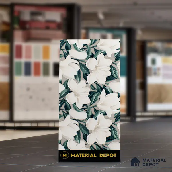 Floral Wall Tile TL 06306 H Florelle Bloom Magnolia 4 ft x 2 ft Vitrified Lustera Effect Feather Feel Matte Finish - 9 mm | Suitable for Living Room, Bedroom & Bathroom