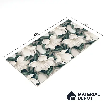 Floral Wall Tile TL 06306 H Florelle Bloom Magnolia 4 ft x 2 ft Vitrified Lustera Effect Feather Feel Matte Finish - 9 mm | Suitable for Living Room, Bedroom & Bathroom