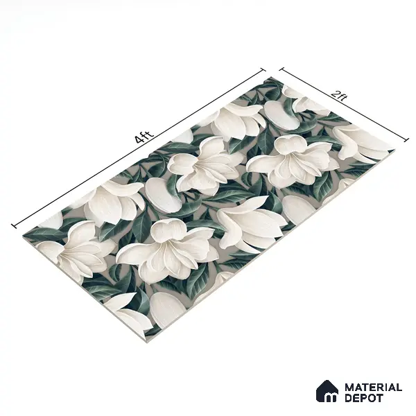 Floral Wall Tile TL 06306 H Florelle Bloom Magnolia 4 ft x 2 ft Vitrified Lustera Effect Feather Feel Matte Finish - 9 mm | Suitable for Living Room, Bedroom & Bathroom