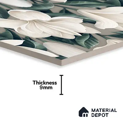 Floral Wall Tile TL 06306 H Florelle Bloom Magnolia 4 ft x 2 ft Vitrified Lustera Effect Feather Feel Matte Finish - 9 mm | Suitable for Living Room, Bedroom & Bathroom