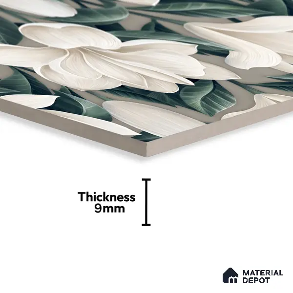 Floral Wall Tile TL 06306 H Florelle Bloom Magnolia 4 ft x 2 ft Vitrified Lustera Effect Feather Feel Matte Finish - 9 mm | Suitable for Living Room, Bedroom & Bathroom