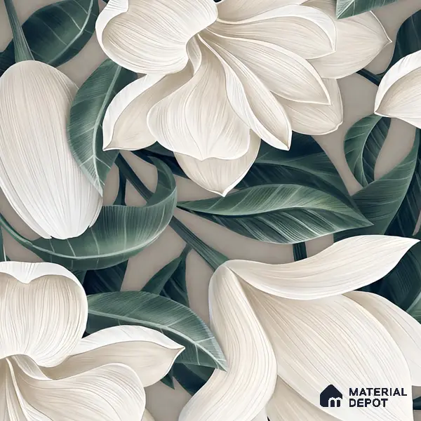 Floral Wall Tile TL 06306 H Florelle Bloom Magnolia 4 ft x 2 ft Vitrified Lustera Effect Feather Feel Matte Finish - 9 mm | Suitable for Living Room, Bedroom & Bathroom