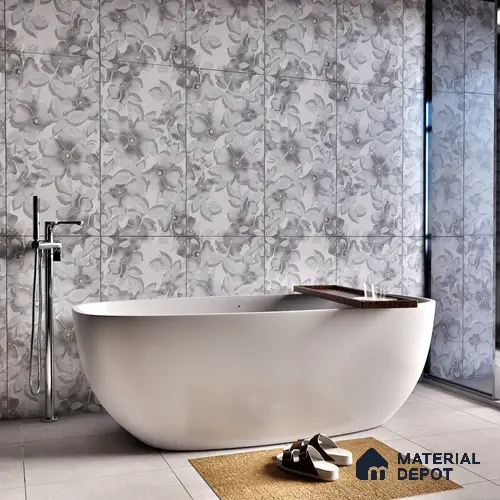 Floral Wall Tile TL 06218 Fragrant Aqua Luminance 4 ft x 2 ft Vitrified Matte Finish - 9 mm | Suitable for Living Room, Bedroom, Bathroom & Kitchen