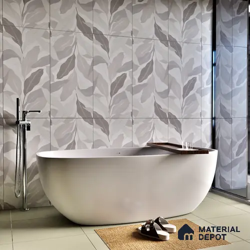 Floral Wall Tile TL 06216 Fragrant Grey Enigma 4 ft x 2 ft Vitrified Matte Finish - 9 mm | Suitable for Living Room, Bedroom, Bathroom & Kitchen