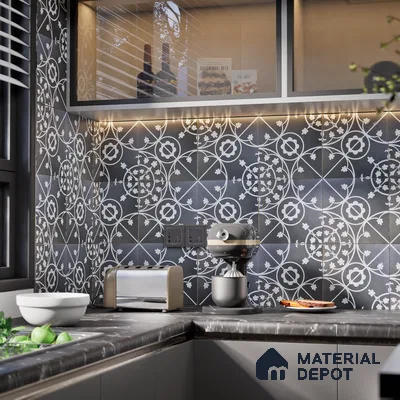 Patterned Wall Tile TL 05899 C Infinity 197 mm x 197 mm Vitrified - 9 mm | Handcrafted | Suitable For Living Room, Bedroom, Kitchen | Please Expect a Slight Variation of Pattern