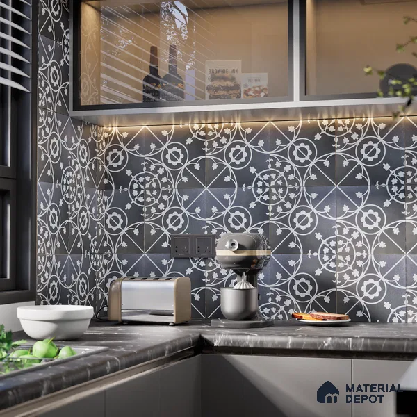 Patterned Wall Tile TL 05899 C Infinity 197 mm x 197 mm Vitrified - 9 mm | Handcrafted | Suitable For Living Room, Bedroom, Kitchen | Please Expect a Slight Variation of Pattern