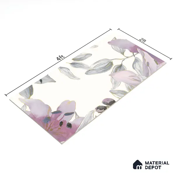 Floral Wall Highlighter Tile TL 05742 Jewel Bramble Beauty 4 ft x 2 ft Vitrified Matte Finish - 9 mm | Suitable for Living Room, Bedroom, Bathroom & Foyer