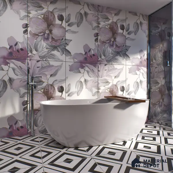 Floral Wall Highlighter Tile TL 05742 Jewel Bramble Beauty 4 ft x 2 ft Vitrified Matte Finish - 9 mm | Suitable for Living Room, Bedroom, Bathroom & Foyer