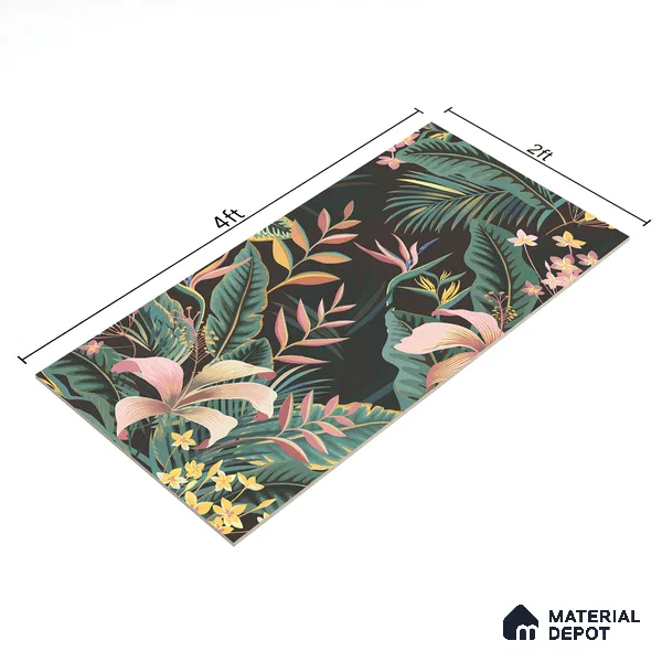 Tropical Wall Highlighter Tile TL 05743 Jewel Eternal Bloom 4 ft x 2 ft Vitrified Matte Finish - 9 mm | Suitable for Living Room, Bedroom, Bathroom & Foyer