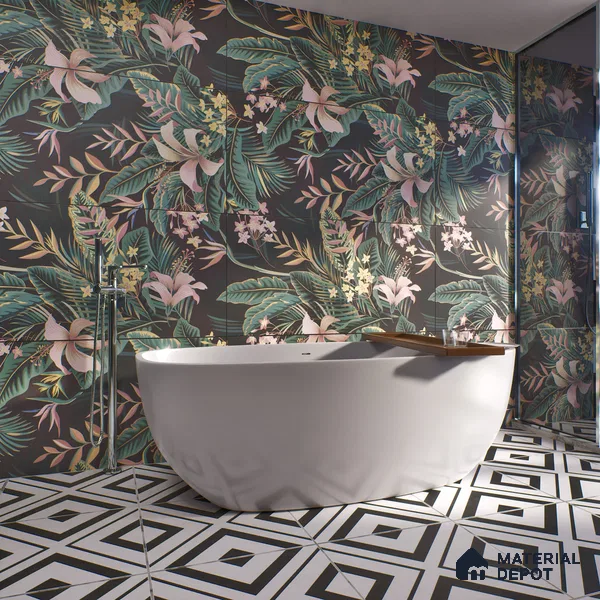 Tropical Wall Highlighter Tile TL 05743 Jewel Eternal Bloom 4 ft x 2 ft Vitrified Matte Finish - 9 mm | Suitable for Living Room, Bedroom, Bathroom & Foyer