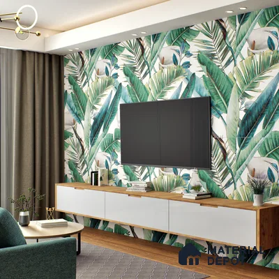 Tropical Wall Highlighter Tile TL 05740 Jewel Fresh Greenery 4 ft x 2 ft Vitrified Matte Finish - 9 mm | Suitable for Bathroom, Accent/Feature Wall, Foyer
