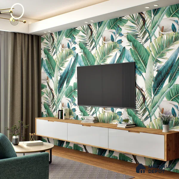 Tropical Wall Highlighter Tile TL 05740 Jewel Fresh Greenery 4 ft x 2 ft Vitrified Matte Finish - 9 mm | Suitable for Bathroom, Accent/Feature Wall, Foyer