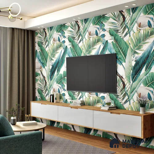 Tropical Wall Highlighter Tile TL 05740 Jewel Fresh Greenery 4 ft x 2 ft Vitrified Matte Finish - 9 mm | Suitable for Bathroom, Accent/Feature Wall, Foyer