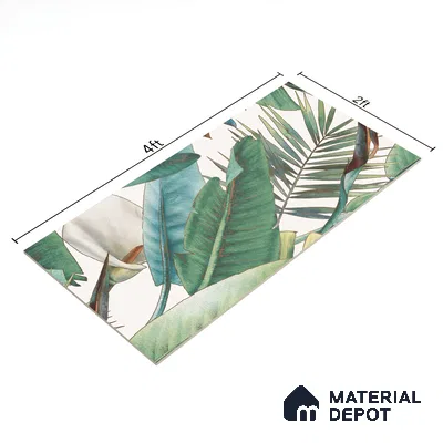 Tropical Wall Highlighter Tile TL 05740 Jewel Fresh Greenery 4 ft x 2 ft Vitrified Matte Finish - 9 mm | Suitable for Bathroom, Accent/Feature Wall, Foyer