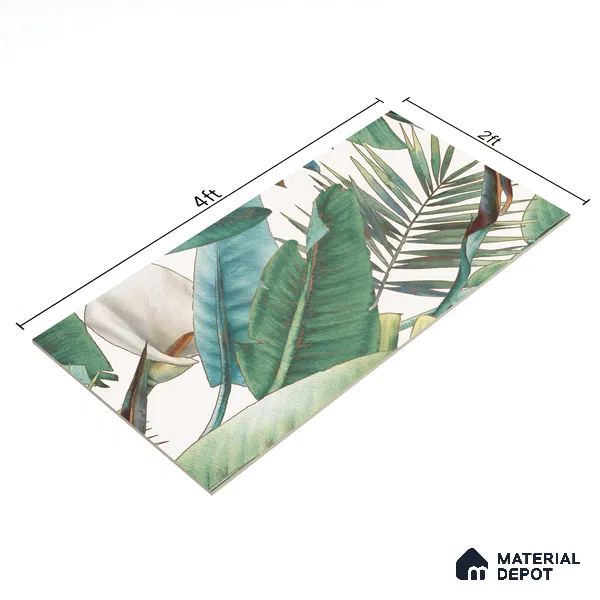 Tropical Wall Highlighter Tile TL 05740 Jewel Fresh Greenery 4 ft x 2 ft Vitrified Matte Finish - 9 mm | Suitable for Bathroom, Accent/Feature Wall, Foyer