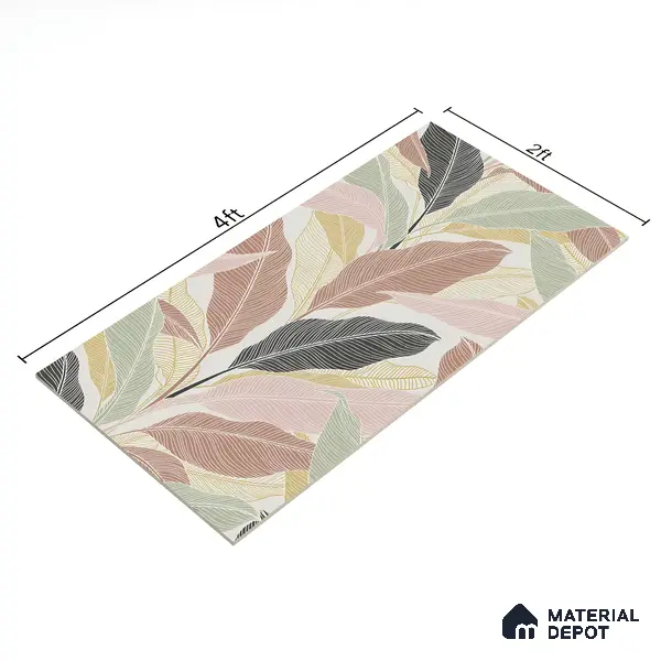 Tropical Wall Highlighter Tile TL 05746 Jewel Rosy Glow 4 ft x 2 ft Vitrified Matte Finish - 9 mm | Suitable for Living Room, Bedroom, Bathroom & Foyer
