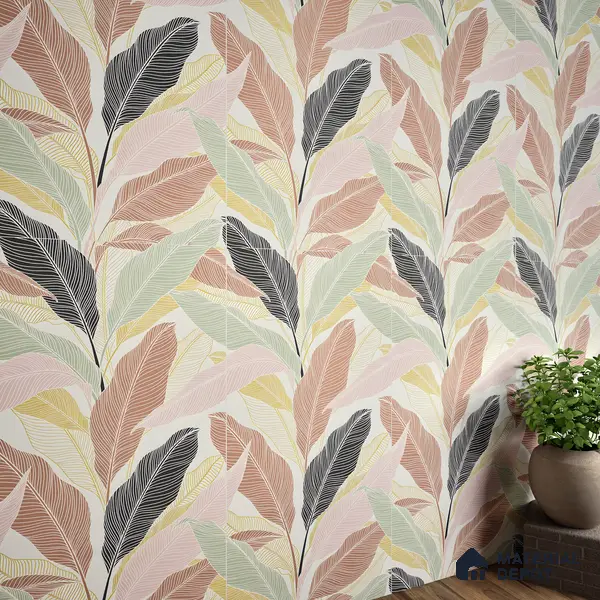Tropical Wall Highlighter Tile TL 05746 Jewel Rosy Glow 4 ft x 2 ft Vitrified Matte Finish - 9 mm | Suitable for Living Room, Bedroom, Bathroom & Foyer