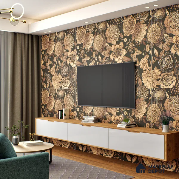 Floral Wall Highlighter Tile TL 05741 Jewel Timber Blossoms 4 ft x 2 ft Vitrified Matte Finish - 9 mm | Suitable for Bathroom, Accent/Feature Wall, Foyer