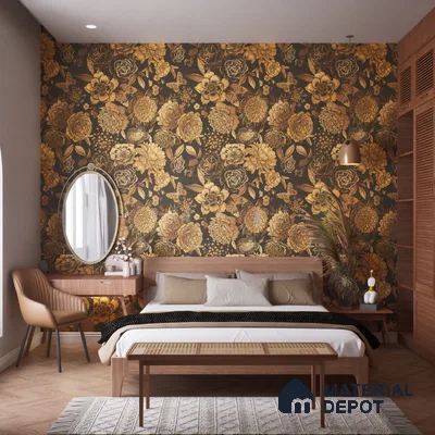 Floral Wall Highlighter Tile TL 05741 Jewel Timber Blossoms 4 ft x 2 ft Vitrified Matte Finish - 9 mm | Suitable for Bathroom, Accent/Feature Wall, Foyer