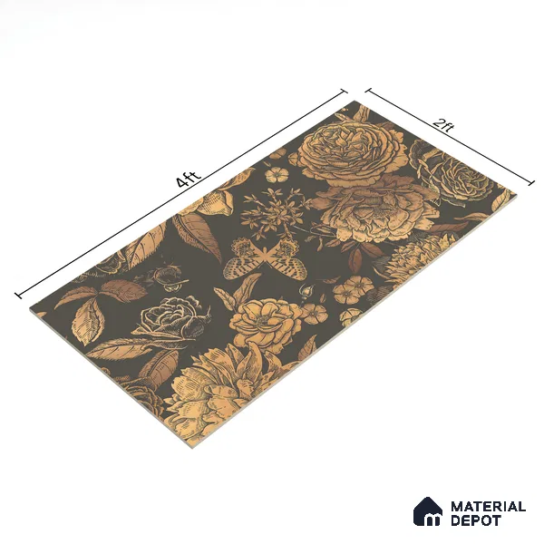 Floral Wall Highlighter Tile TL 05741 Jewel Timber Blossoms 4 ft x 2 ft Vitrified Matte Finish - 9 mm | Suitable for Bathroom, Accent/Feature Wall, Foyer