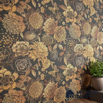 Floral Wall Highlighter Tile TL 05741 Jewel Timber Blossoms 4 ft x 2 ft Vitrified Matte Finish - 9 mm | Suitable for Bathroom, Accent/Feature Wall, Foyer