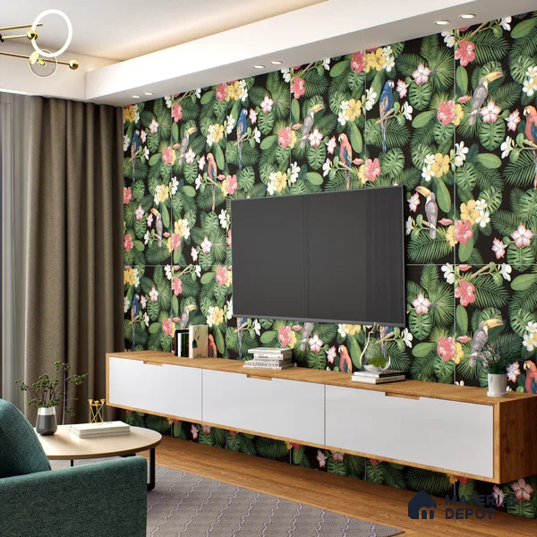 Tropical Wall Highlighter Tile TL 05745 Jewel Tropical Canopy 4 ft x 2 ft Vitrified Matte Finish - 9 mm | Suitable for Living Room, Bedroom, Bathroom & Foyer