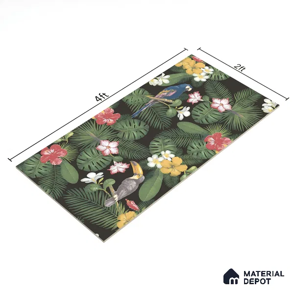 Tropical Wall Highlighter Tile TL 05745 Jewel Tropical Canopy 4 ft x 2 ft Vitrified Matte Finish - 9 mm | Suitable for Living Room, Bedroom, Bathroom & Foyer