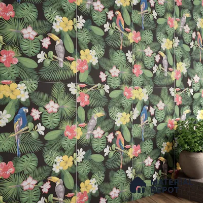 Tropical Wall Highlighter Tile TL 05745 Jewel Tropical Canopy 4 ft x 2 ft Vitrified Matte Finish - 9 mm | Suitable for Living Room, Bedroom, Bathroom & Foyer