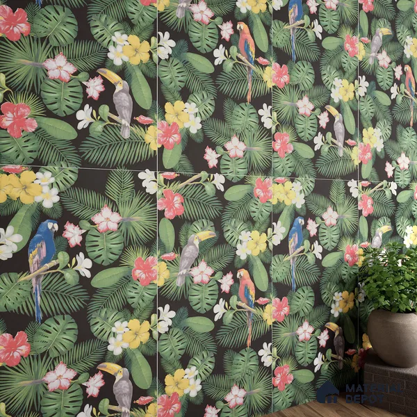 Tropical Wall Highlighter Tile TL 05745 Jewel Tropical Canopy 4 ft x 2 ft Vitrified Matte Finish - 9 mm | Suitable for Living Room, Bedroom, Bathroom & Foyer