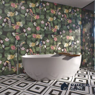 Tropical Wall Highlighter Tile TL 05745 Jewel Tropical Canopy 4 ft x 2 ft Vitrified Matte Finish - 9 mm | Suitable for Living Room, Bedroom, Bathroom & Foyer