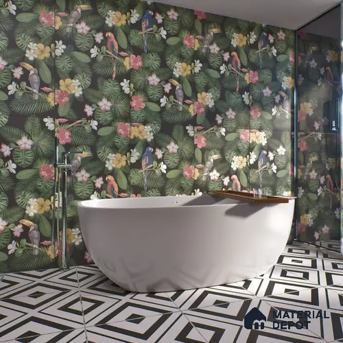Tropical Wall Highlighter Tile TL 05745 Jewel Tropical Canopy 4 ft x 2 ft Vitrified Matte Finish - 9 mm | Suitable for Living Room, Bedroom, Bathroom & Foyer