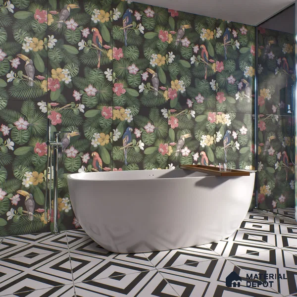 Tropical Wall Highlighter Tile TL 05745 Jewel Tropical Canopy 4 ft x 2 ft Vitrified Matte Finish - 9 mm | Suitable for Living Room, Bedroom, Bathroom & Foyer