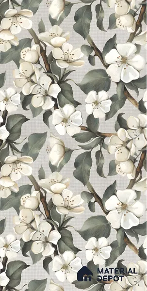 Floral Wall Tile TL 05547 Prestige Leaf Grey Decor 2 ft x 4 ft Vitrified Matte Finish - 9 mm  | Suitable for Living Room, Bedroom, Bathroom